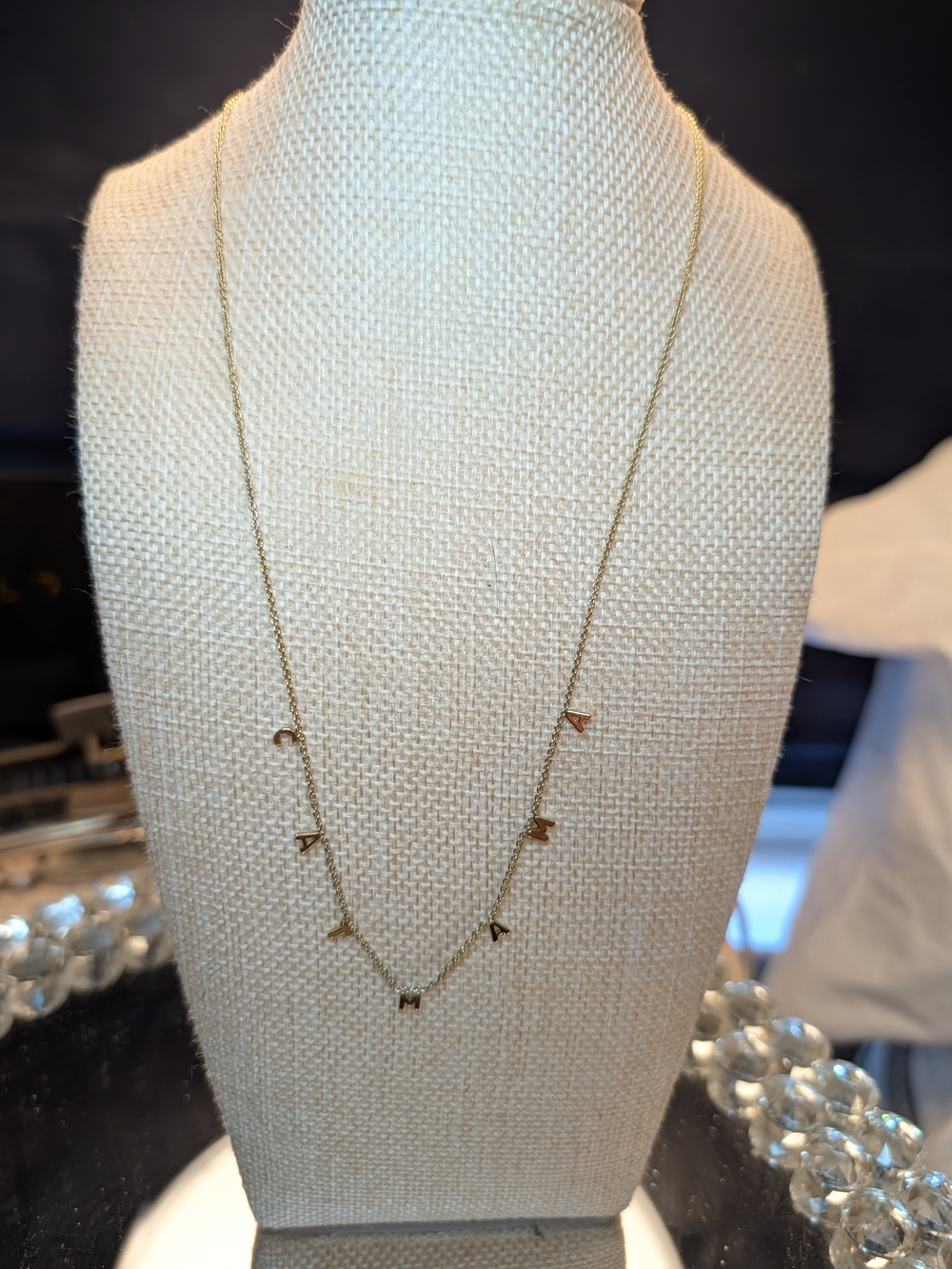 LOFT Cat Mama Gold Letter Charm Necklace NWOT